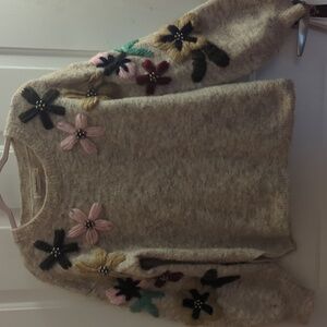 Unique Floral Sweater Size M